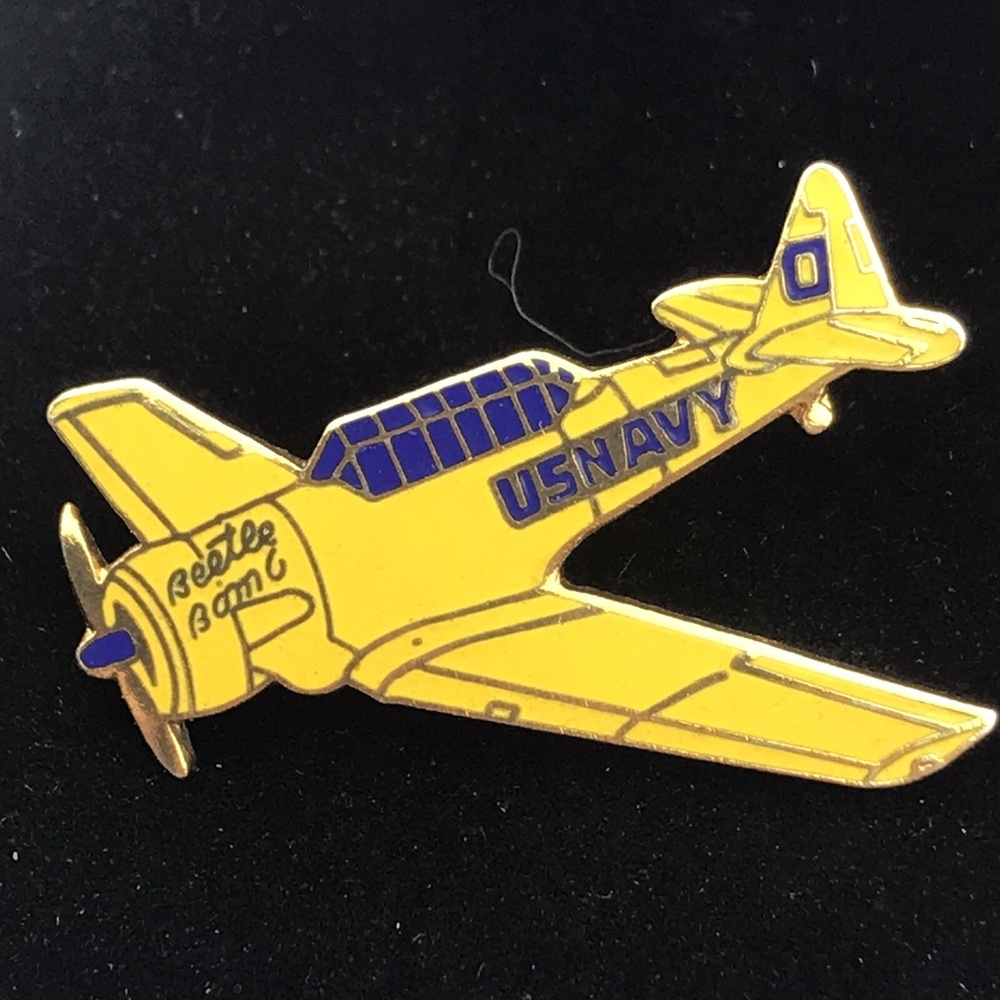 US Navy WWII N3N-3 Yellow Peril Biplane Lapel Pin Beetle Bomb Collectible